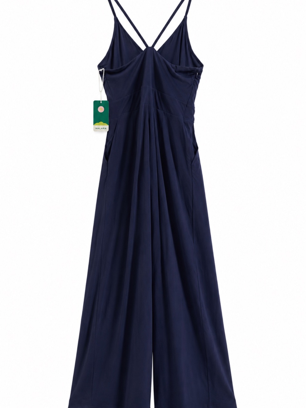 HALARA Navy Blue Wide-Leg Jumpsuit with Spaghetti Straps - Picture 3 of 16